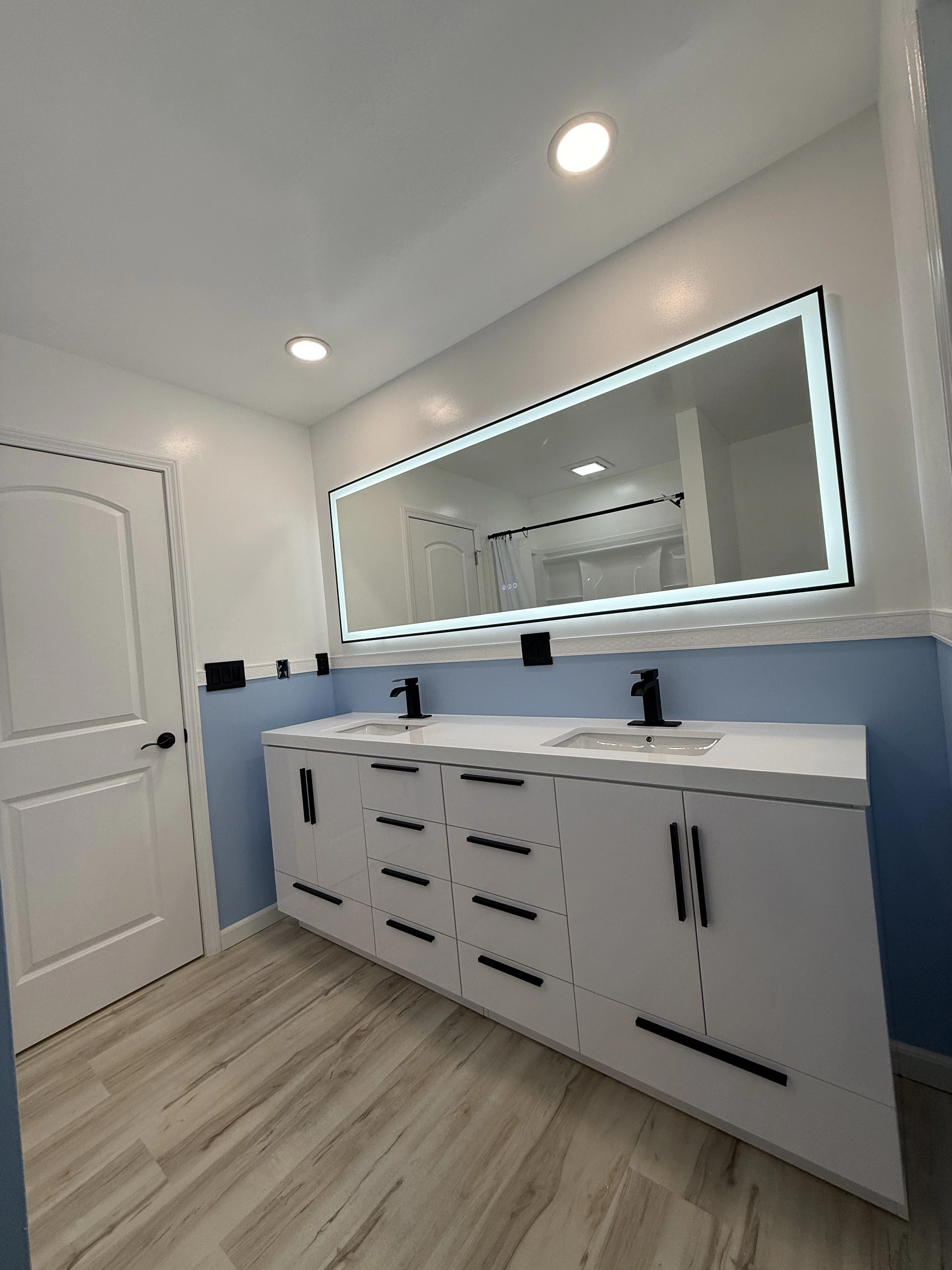 Elegant tile patterns in bathroom