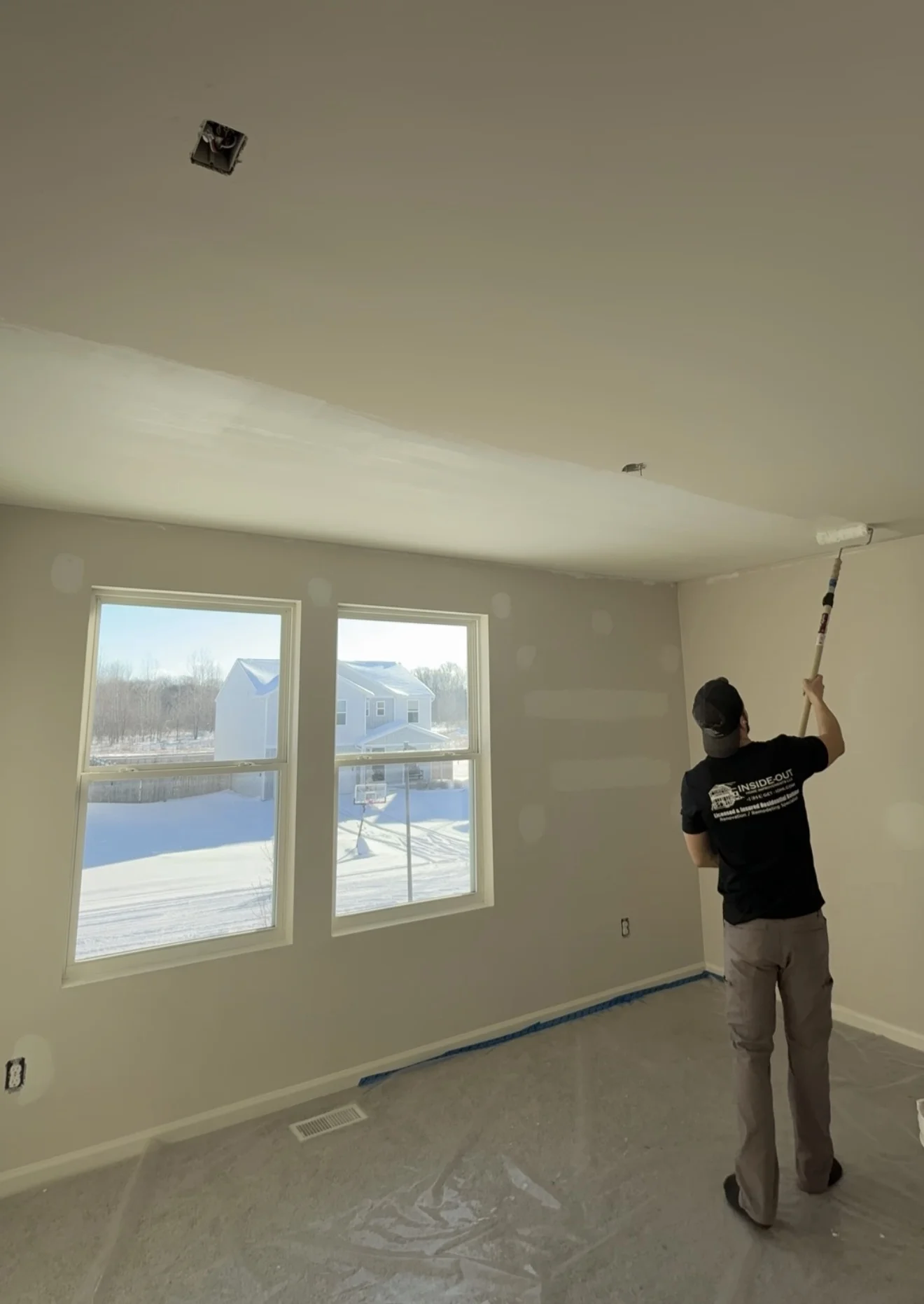 Detailed trim and ceiling painting
